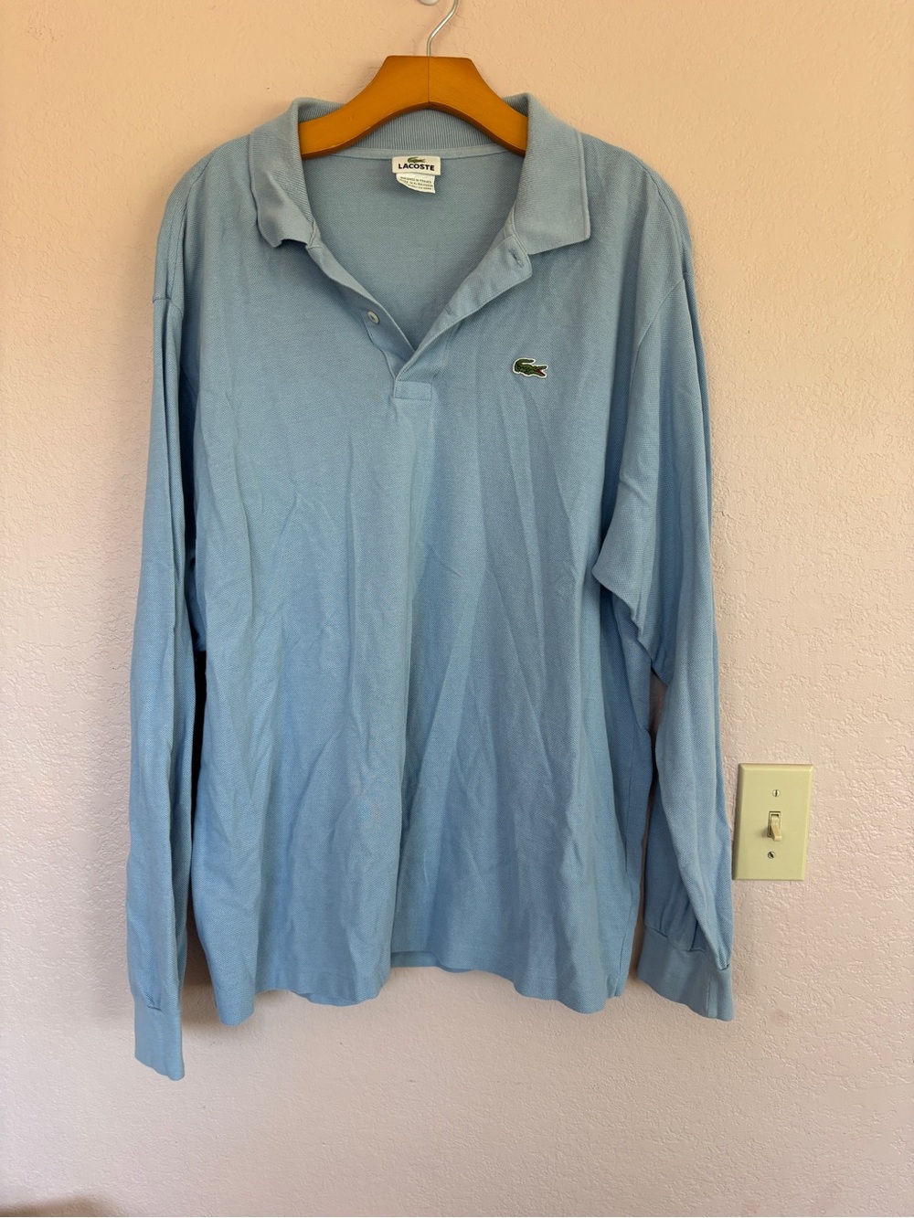 Lacoste Pale Blue Long Sleeve Polo with Croc Logo size 7